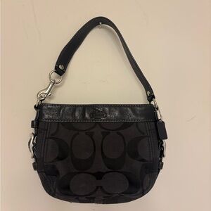 Coach Black Signature Jacquard Shoulder Bag with Silver Hardware small